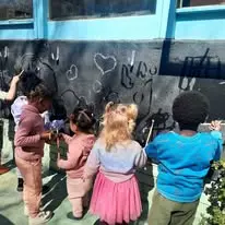 Chalk drawings on the wall